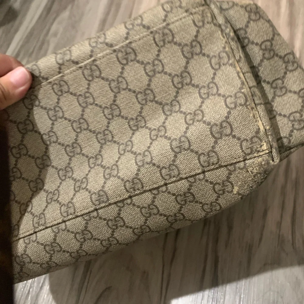Gucci Beige GG Supreme Canvas Kids Messenger Bag with Brown Trim